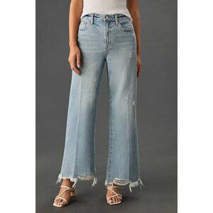 Pistola Loretta Distressed Raw Hem Wide Leg Light Wash Jeans Womens Size 27